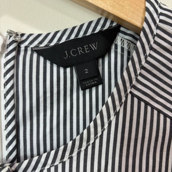 J Crew Striped Cotton Dress Size 2 Gray White Classic Preppy - Picture 5 of 11
